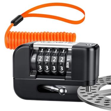 Imagem de ONVIAN Combinação de trava de motocicleta com cabo de lembrete de aço de 1,8 m, para motocicletas de pino de 7 mm, ciclomotor Ebike Scooter