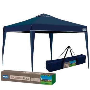 Imagem de Tenda Gazebo Praia 3x3 Barraca Camping campo Top com Proteção solar Articulado, Azul, com Bolsa de Transporte