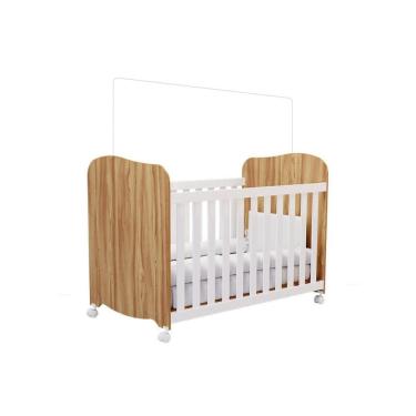Imagem de Berço Infantil Uli Branco/Amendoa - Peroba