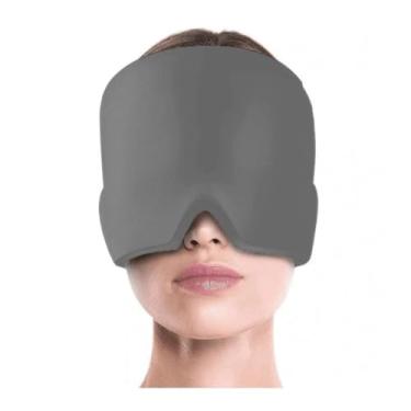 Imagem de Máscara Térmica Facial, Alívio de Enxaqueca, Touca de Gel Frio e Calor para Olhos, Dor de Cabeça (Cinza)