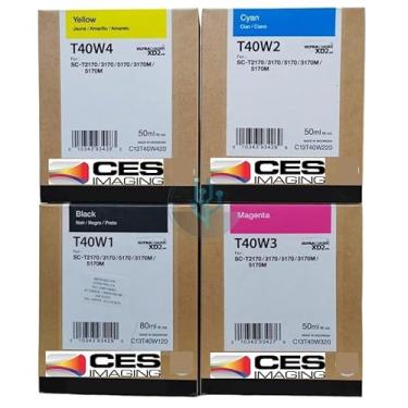 Imagem de CES Imaging Cartucho de tinta SureColor T40W120 preto, T40W220 ciano, T40W320 Magenta, T40W420 amarelo, pacote com 4 cartuchos compatíveis com impressoras T5170, T5170M, T3170, T3170M, T2170