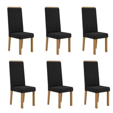 Imagem de Conjunto 6 Cadeiras para Sala de Jantar Nice Espaldar Mel/Preto