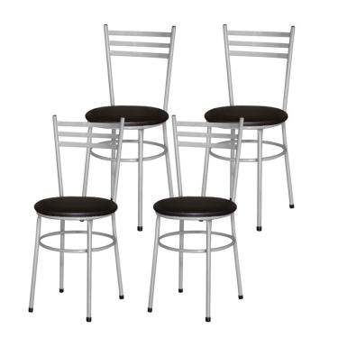 Imagem de Conjunto 4 Cadeiras Epoxi Cinza Para Cozinha Cor:marrom