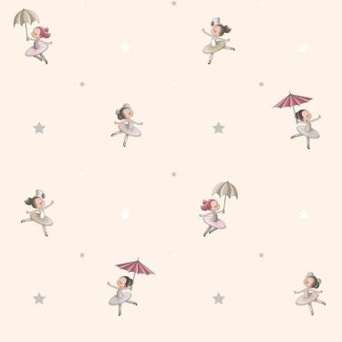 Imagem de Papel De Parede Treboli Creme Bailarinas 5823 - Rolo 10m X 0,53m