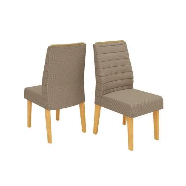 Imagem de Cadeira de Cozinha Ondina Kit 2 Un Cedro/Linho Bege - DJ Móveis