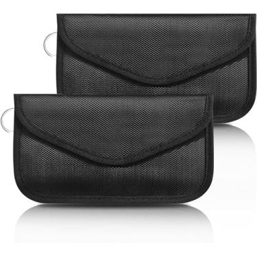 Imagem de Wonwood_direct Faraday Bolsas para telefone e chaveiro Faraday, bloqueador de sinal de chave de carro, bolsa com bloqueio de RFID, protetor de chaves de carro, bolsa antifurto de 19,8 cm com bloqueio