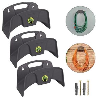 Imagem de Kit 3 Suporte Plástico Fixo Enrolador Mangueira +Kit Fixação - Tramont