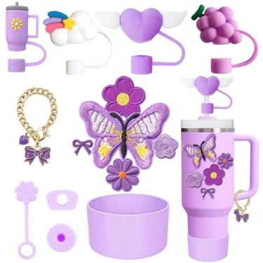 Imagem de XIANGYUAN Conjunto de acessórios de copo Stanley de 14 peças para copo Stanley Cup de 850 g 1,134 g com alça, incluindo capa de canudo de 1 cm, conjunto de rolha de silicone à prova de derramamento