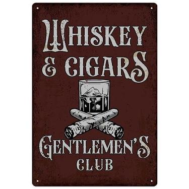 Imagem de SCAZOMV Placa De Metal Para Bar Uísque E Charutos, Clube Cavalheiros, Pôster Com Visual Retrô, Decoração Personalizada Sala Estar, Caverna Masculina, Citações Inspiradoras Vintage, Parede (8X12", Ma