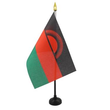 Imagem de Bandeira de mesa do Malawi 10 cm x 15 cm - Bandeira de mesa do Malawi 15 x 10 cm - topo de lança dourada - Drapeau Malawi AZ FLAG