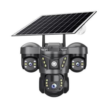 Imagem de Câmera IP Solar De Três Lentes 15MP 4G Wifi Externa PTZ Visão Noturna 