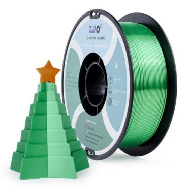 Imagem de Filamento de impressora 3D ZIRO Silky PLA 1,75 mm verde de Natal
