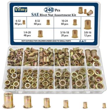 Imagem de Kit de sortimento de nozes Rivet Vifmy SAE 240 unidades zincado