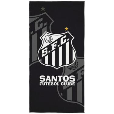 Imagem de Toalha De Banho Aveludada Santos Oficial 75cm x 1,40m - LEPPER, Preto
