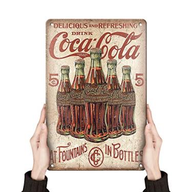 Imagem de TINSIGNS Delicioso e Refrescante Drink Coca-Cola Retrô Vintage Placa Decorativa 8 x 12 Polegadas de Lata