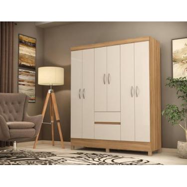 Imagem de Guarda - Roupa Casal Flash II - 06 Portas - Amêndola Touch / Off White