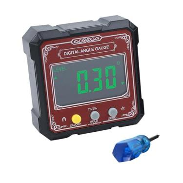 Imagem de IEUDNS Medidor de ângulo de nível digital, inclinômetro, localizador de ângulo de nível eletrônico portátil para projetos de soldagem de máquinas de, Vermelho