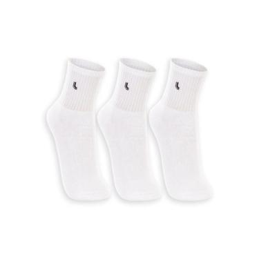 Imagem de Kit 3 Pares de Meias Esportiva Cano Médio Lupo 3148-089, Branco, 41-44