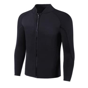 Imagem de INTBOSS Roupa de mergulho masculina de 2 mm, blusa de manga comprida de 3 mm, jaqueta masculina com zíper frontal, quente, para mergulho, natação, surfe