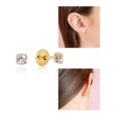 Imagem de Brinco Infantil com Pedra de Zircônia Bebê Recém Nascido Banho Antialé