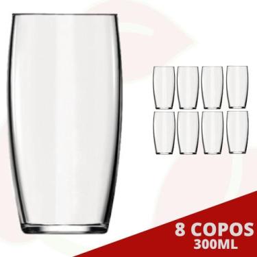 Imagem de Kit com 8 Copos Oca 300ML Transparente Água Suco Drinks - NADIR FIGUER