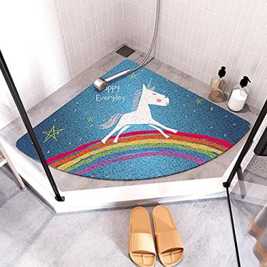 Imagem de Tapete De Chuveiro Em Forma De F, Tapetes De Chuveiro De Canto Antiderrapantes 70x70 Cm, Tapete De Borracha Setorial Para Molde Ti-bacteriano Tapete De Sucção Tapete De Massagem Design Trig