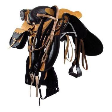 Imagem de Sela Mangalarga De Cavalo Soft C/ Alforje E Porta Whisky Natural e Pre