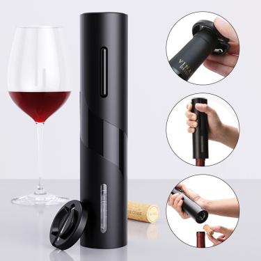 Imagem de Abridor De Vinhos Elétrico Automático Com Cortador De Lacre – Design Moderno, Seguro E Prático - Preto