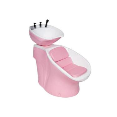 Imagem de Lavatório NEON RETRÔ Fibra - RGV Móveis para Salão, Rosa Bebê/Branco, 