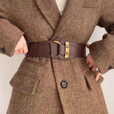 Imagem de L0114 Cinto Couro Largo Preto Marrom Couro Para Vestido Cintura Modern