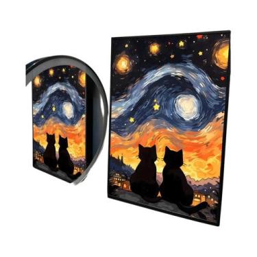 Imagem de Pôster Adesivo De Gato Preto E Papel Branco, Van Gogh, a Noite Estrela