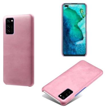 Imagem de Capa para Honor V30,Proteção contra quedas,Casca de volta de cor sólida simples,Design de couro de imitação de plástico-Pink
