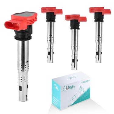 Imagem de AULINK Conjunto de 4 pacotes de bobinas de ignição uf529 2.0l 3.0l 3.2l 4.2l 5.2l para audi a3 a4 a5 a6 a7 tt q5 sq5, volkswagen/vw passat cc tiguan mk5 e mk6 gti jetta coelho golf 06e905115