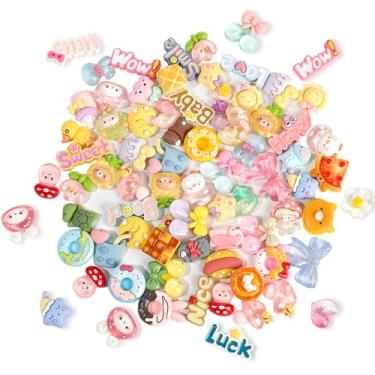 Imagem de DIYOMR Amuletos de adesivos 3D, 70 peças de adesivos de arte de resina de geleca misturada a granel para decoração de bricolage / artesanato/álbum de fotos/acessórios de cabelo/laptops