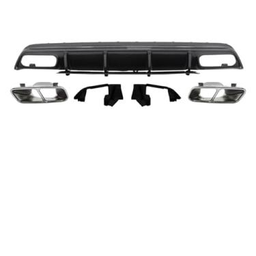 Imagem de Difusor de para-choque traseiro de fibra de carbono com escapamento, compatível com Mercedes Benz Classe A W176 A200 A45 AMG 2016-2018, acessórios para carro(Carbon Dif Silver Ex)