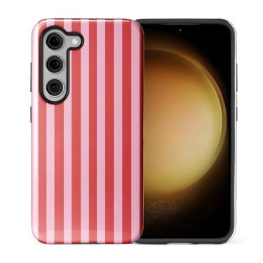 Imagem de WANKBLC Capa brilhante compatível com Samsung Galaxy S23 para meninas e meninos, design de corpo inteiro, silicone macio, proteção contra arranhões, estampa louca, listras vermelhas e rosa, linha