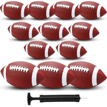 Imagem de Bolas de futebol de couro composto, 12 peças, tamanho oficial, bolas de couro composto, bolas de futebol infláveis com bomba, bolas de futebol internas e externas, a granel para treinamento e brincadeiras recreativas