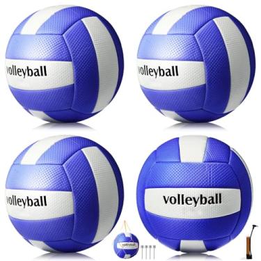 Imagem de Soulchen Pacote com 4 kits de vôlei oficiais macios com 5 kits de bolas de vôlei com agulhas de bomba, bolsa de malha, equipamento de treinamento para iniciantes, vôlei, para academia ao ar livre