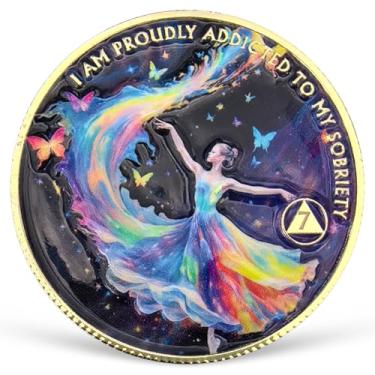 Imagem de Moeda de Sobriedade de 7 Anos Mulher Moeda AA Colorida Recuperação AA NA, Chips e Medalhões Comemorando 1-15 Anos Token Limpo e Sóbrio Narcóticos Alcoólicos Anônimos Presentes para Mulheres Homens