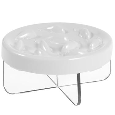 Imagem de HSHGZSR Tigela elevada para gatos, alimentador lento para gatos, alimentador lento, alimentador lento em forma de peixe com suporte de acrílico, tigela de comida lenta para animais de estimação