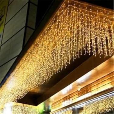 Imagem de Cascata LED de Natal Pisca Pisca 200 Lâmpadas, Luz Branca Fria, 220V, Efeito Piscante, Decoração para Interiores e Exteriores