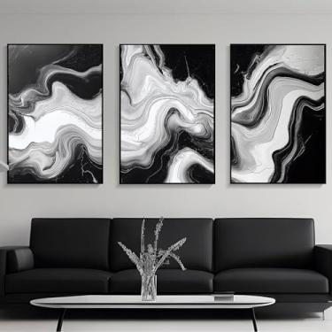 Imagem de PWTXKAH Arte de parede em tela de textura preta e branca