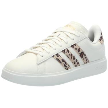 Imagem de adidas Tênis feminino Grand Court 2.0, Branco/bege mágico/ouro fosco, 33