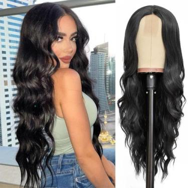Imagem de Peruca NAYOO Long Wavy Black Sintética Fibra Sintética 66cm para mulhe