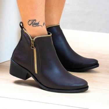 Imagem de Bota Feminina Casual Cano Curto Salto Baixo Zíper Confortável Macia Leve Antiderrapante-Feminino