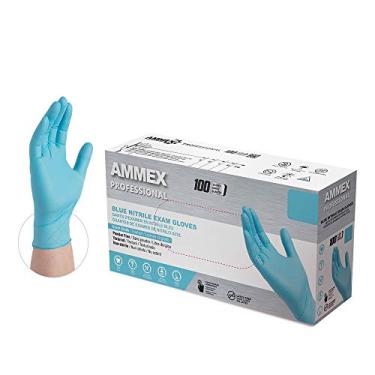 Imagem de AMMEX – APFN – Luvas médicas de nitrilo – 100/caixa, descartáveis, sem pó, sem látex, para exame, 4 mil, azul, 100