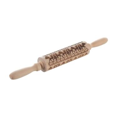 Imagem de Baoblaze Rolo de massa de madeira em, decoração de cozinha, ferramenta de cozinha faça você mesmo, carimbos de biscoito, rolo para assar, decorar, Luli