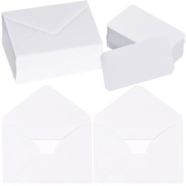 Imagem de jiebor 100 conjuntos de envelopes brancos pequenos com pequeno presente em branco cartão de visita convite de casamento envelopes de bolso para graduações chá de casamento feriado 8 x 11 cm