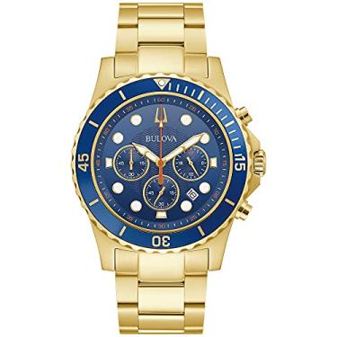 Imagem de Bulova Relógio masculino clássico com cronógrafo, Aço inoxidável dourado, Cronógrafo clássico