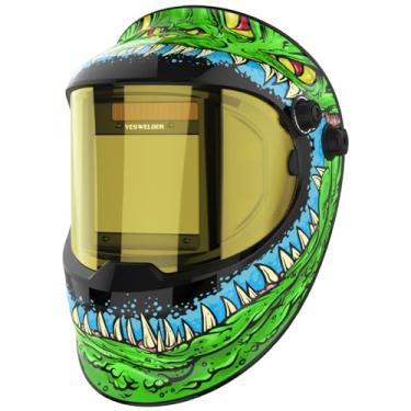 Imagem de YESWELDER Grande Visualização True Color Solar Powered Auto Escurecimento Capacete de Soldagem de Prata com Vista Lateral, 4 Sensor de Arco Wide Shade 4/5-9/9-13 Máscara de Soldador para TIG MIG ARC Grinding Plasma LYG-Q800D-ME